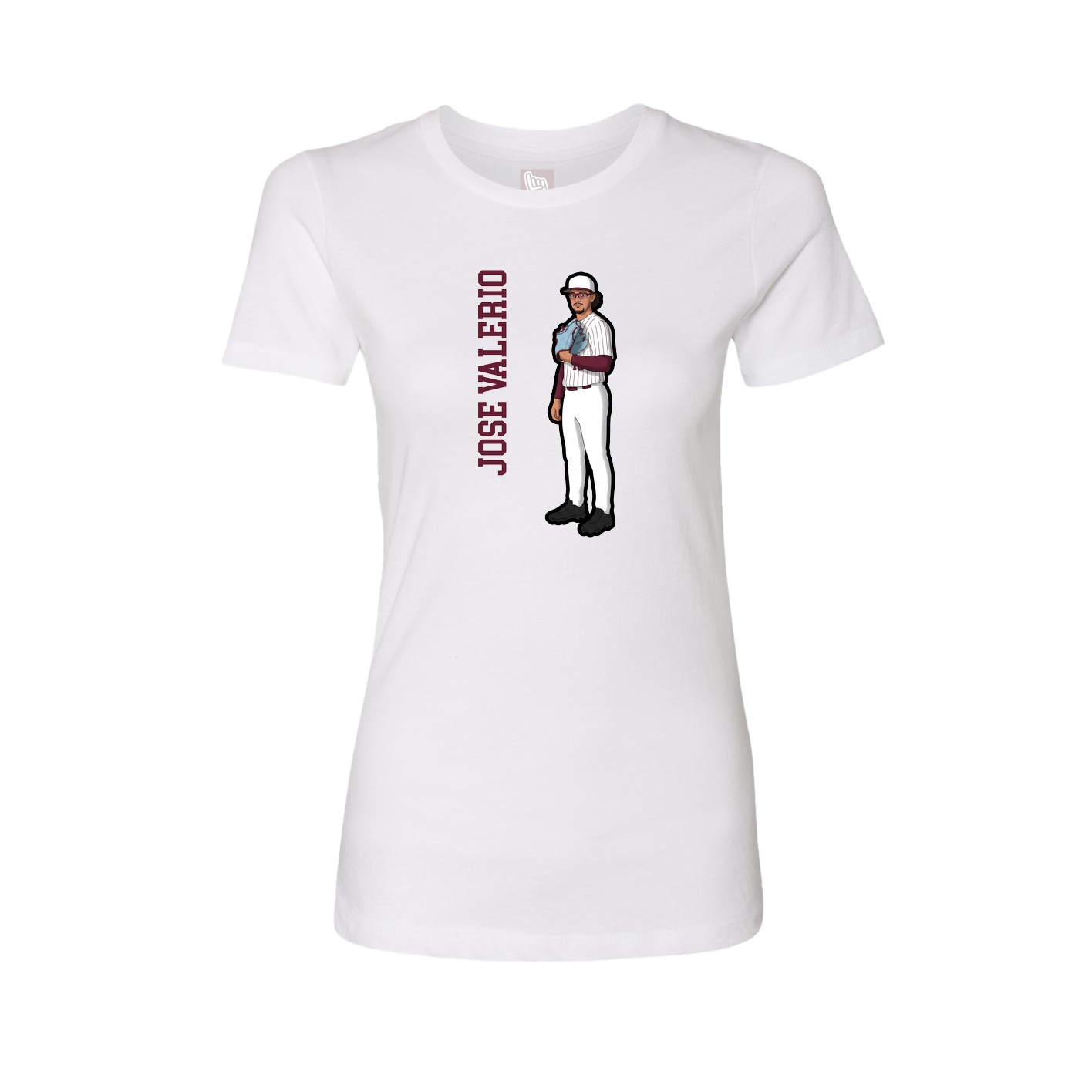 Fitted Women's Tee — Name Vertical in White