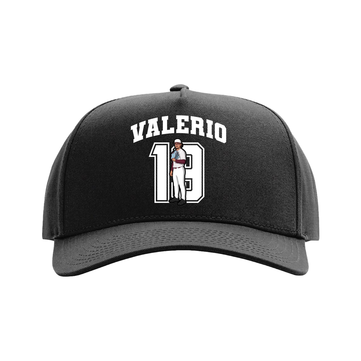 Full Fabric Five-Panel Champ Cap — Number in Black