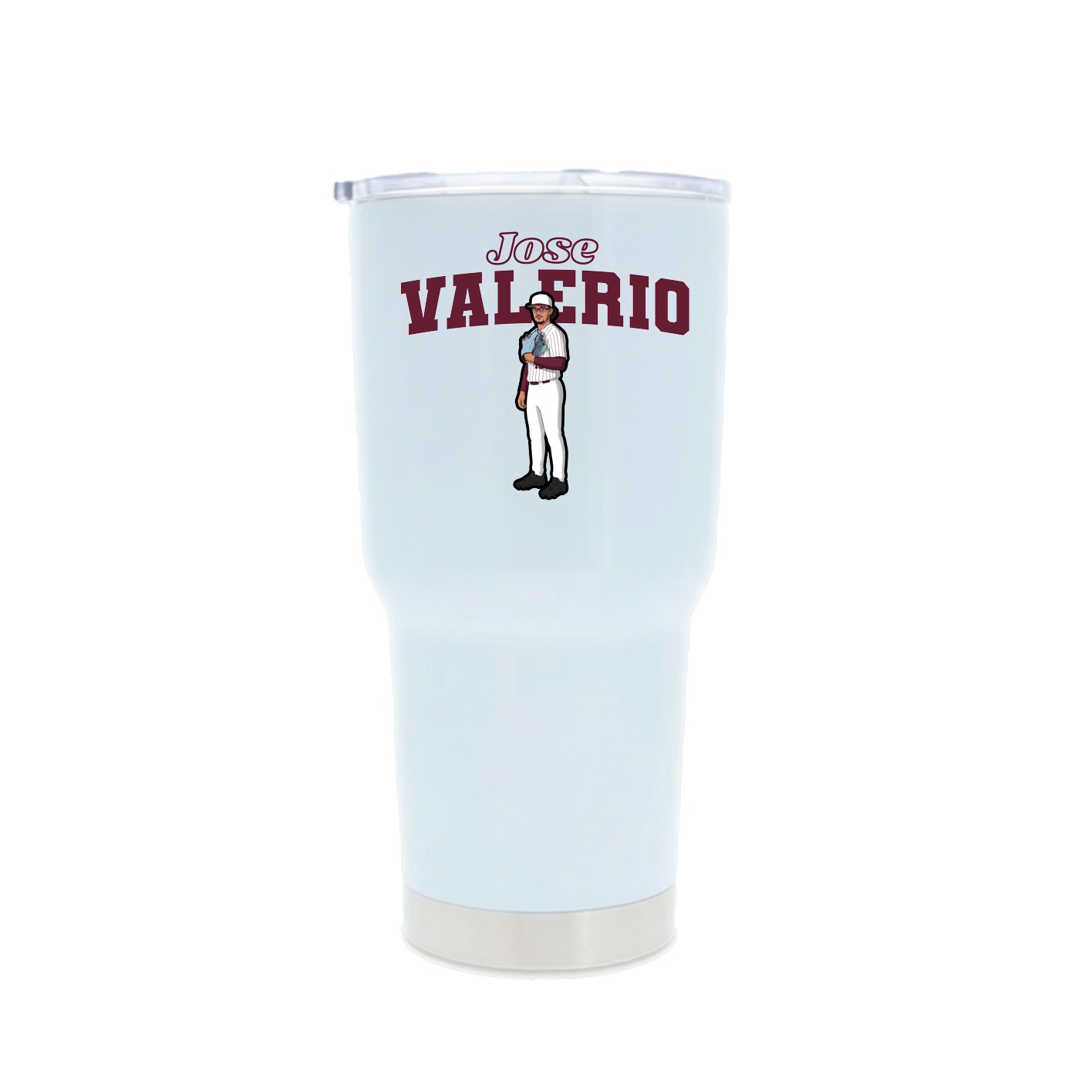 30oz Stainless Steel Tumbler — Name Arch in White