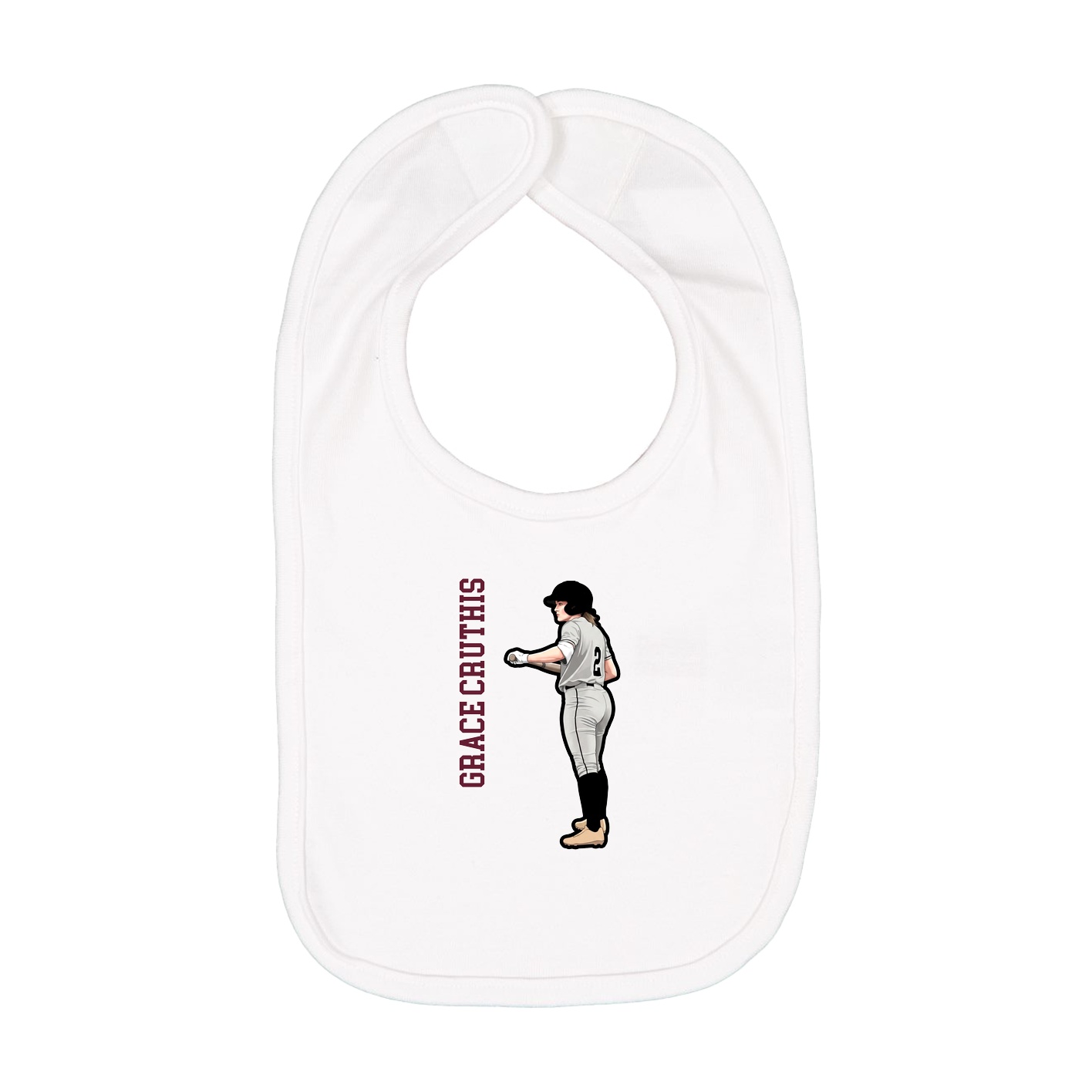 Infant Bib — Name Vertical in White