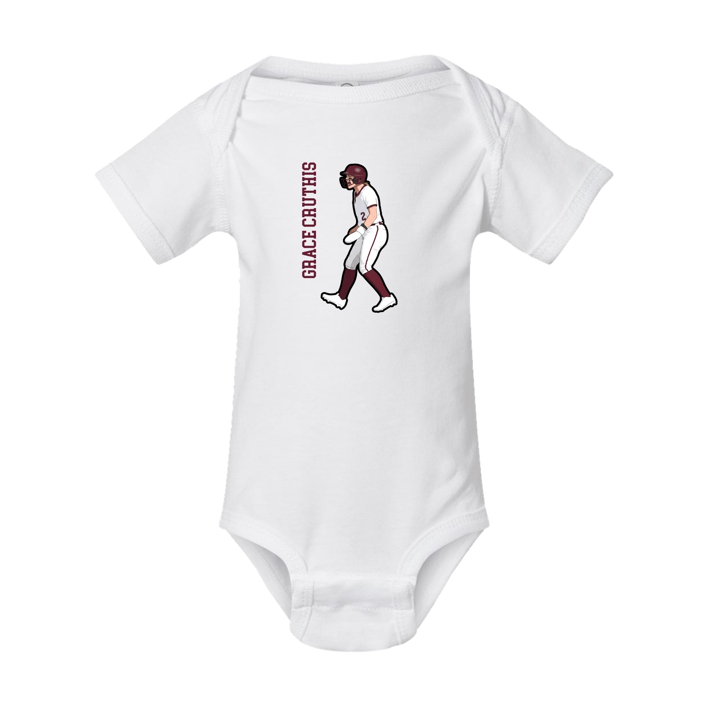 Baby Onesie — Name Vertical in White