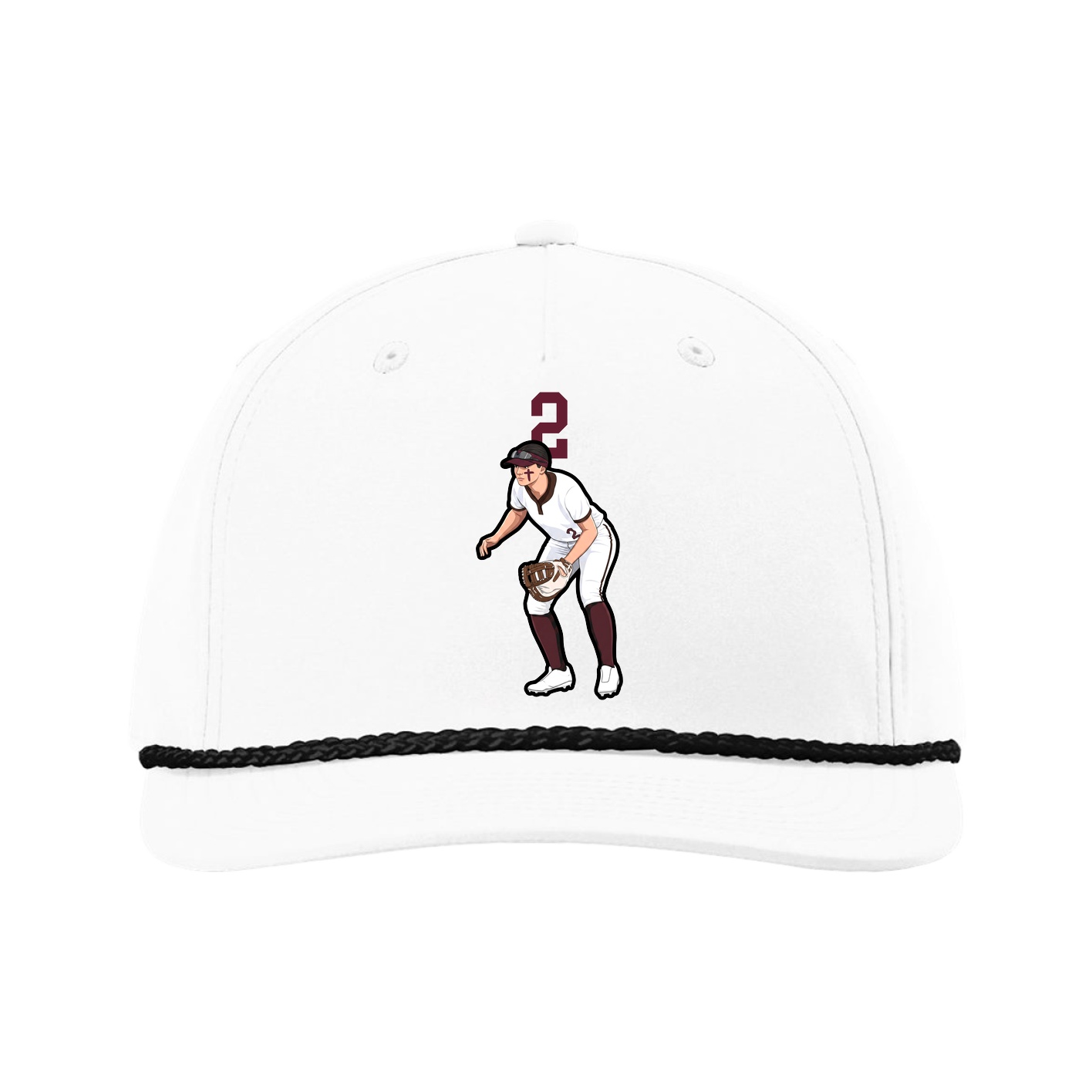 Five-Panel Classic Rope Cap — Number Top in White