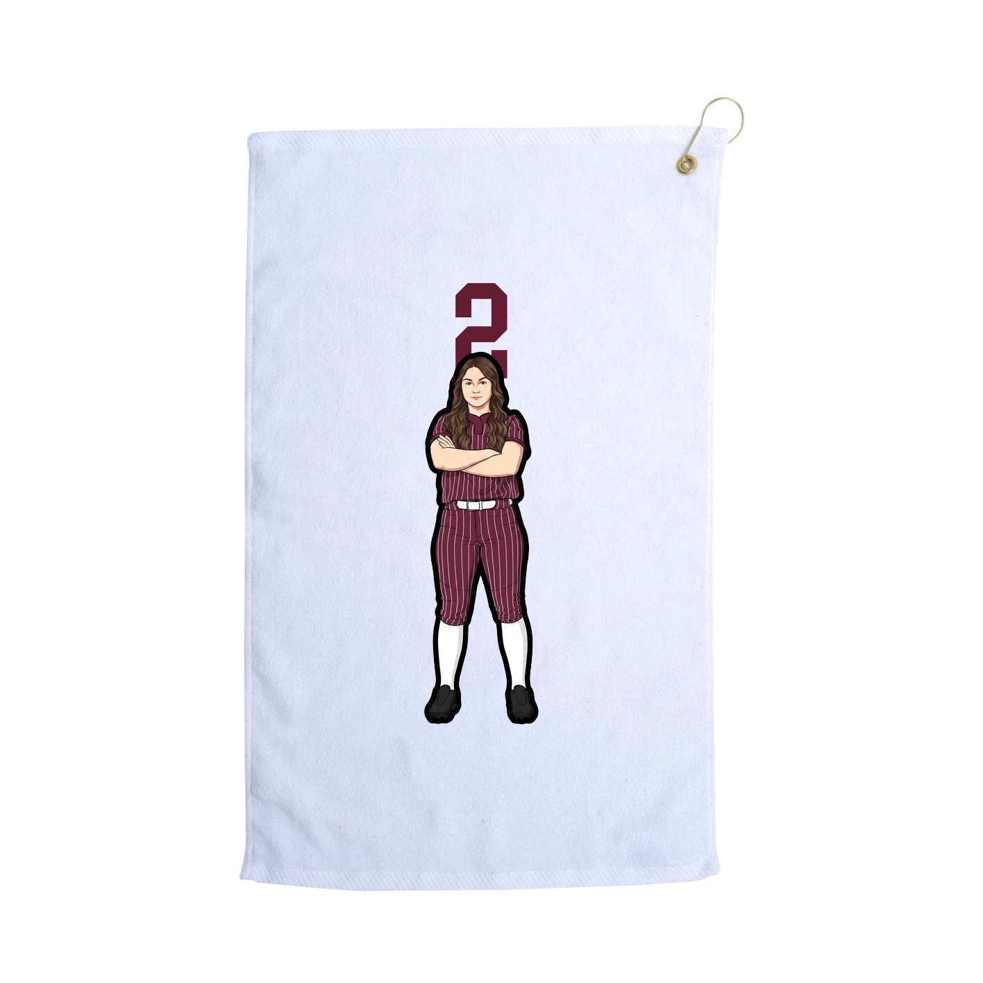 Golf Towel — Number Top in White