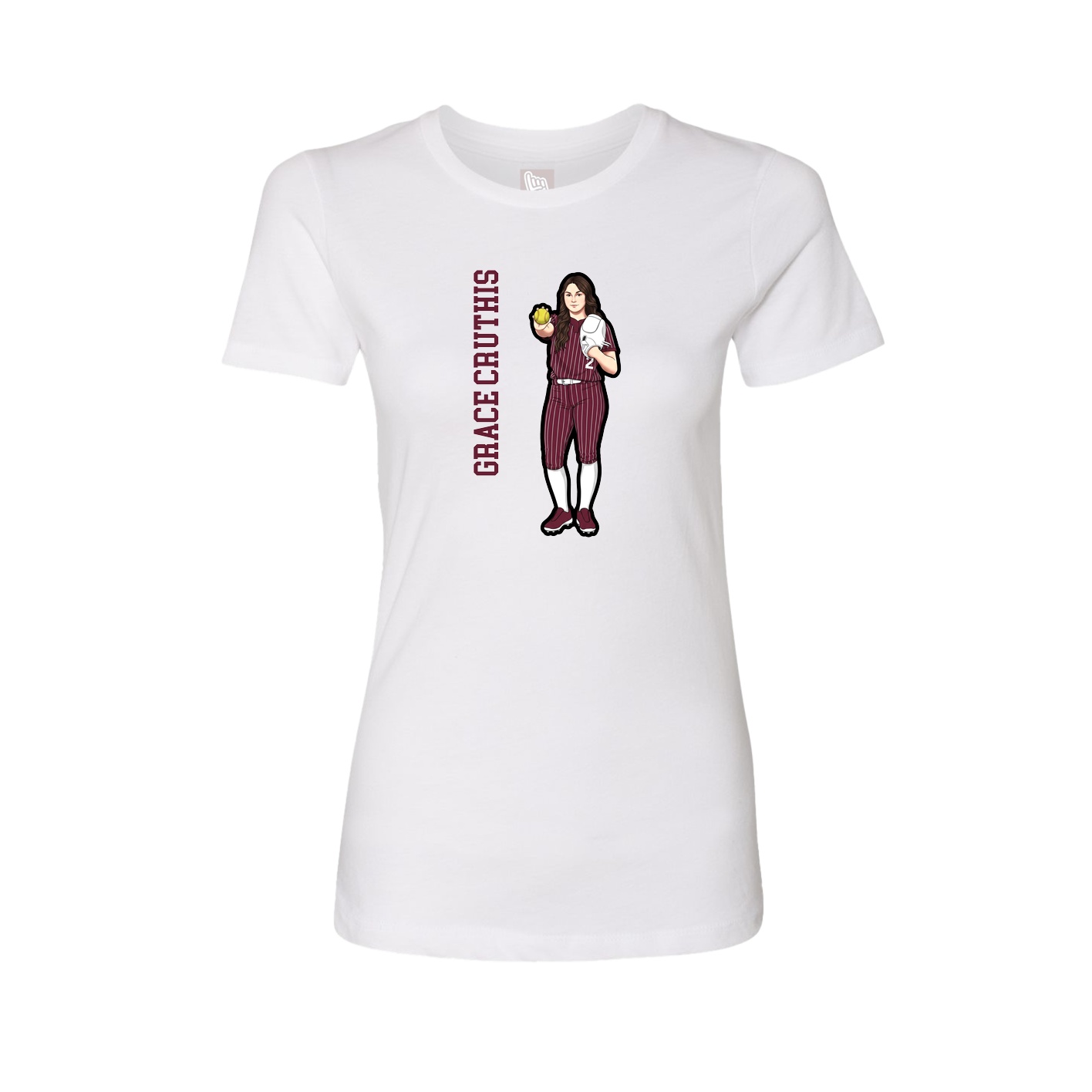 Fitted Women's Tee — Name Vertical in White