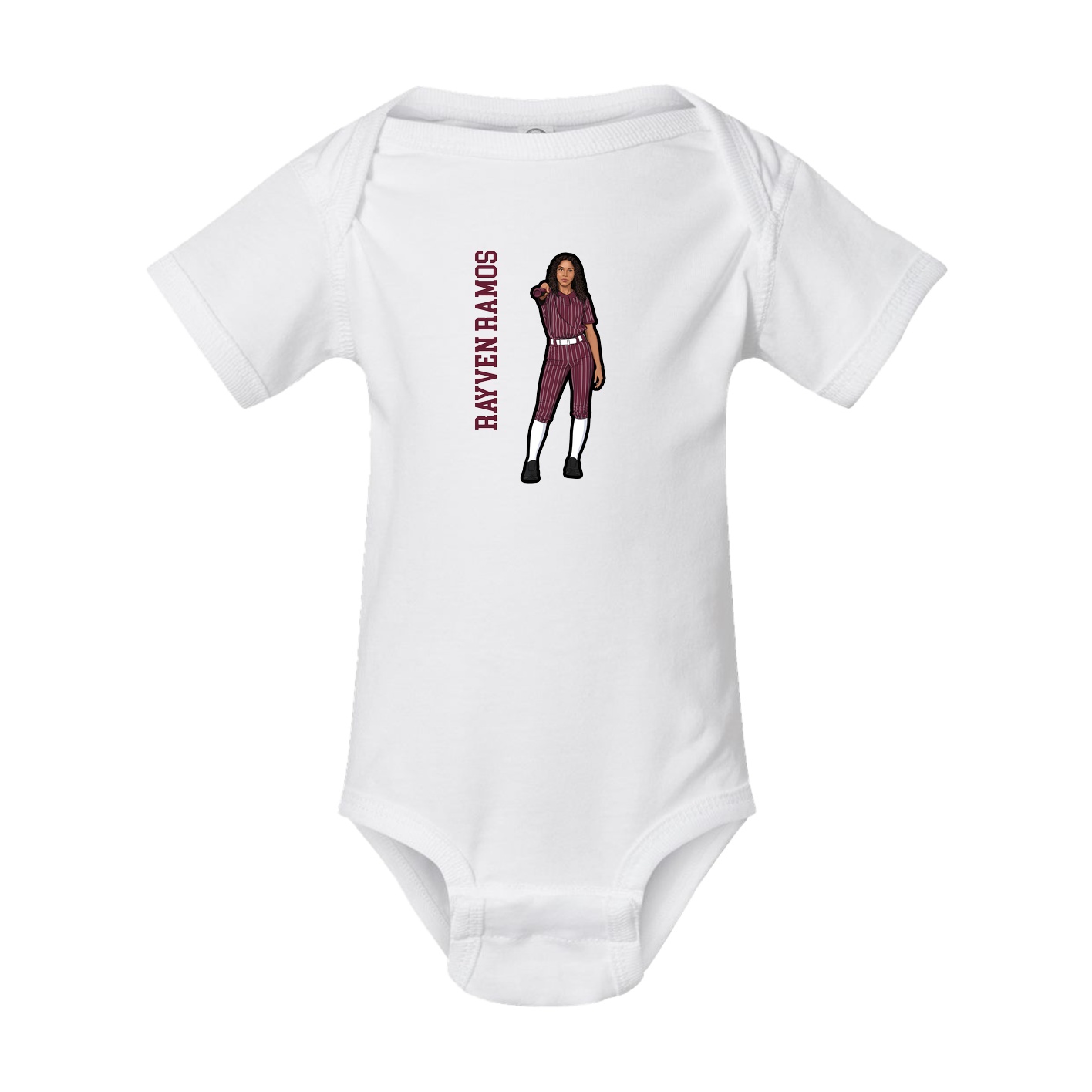 Baby Onesie — Name Vertical in White