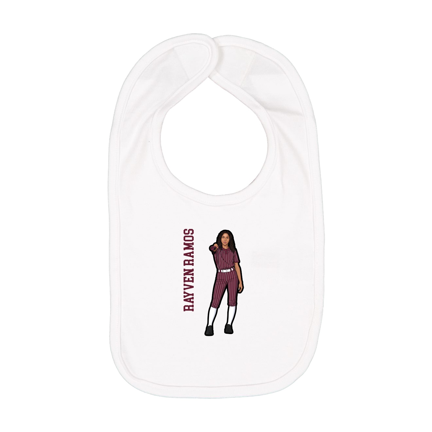 Infant Bib — Name Vertical in White