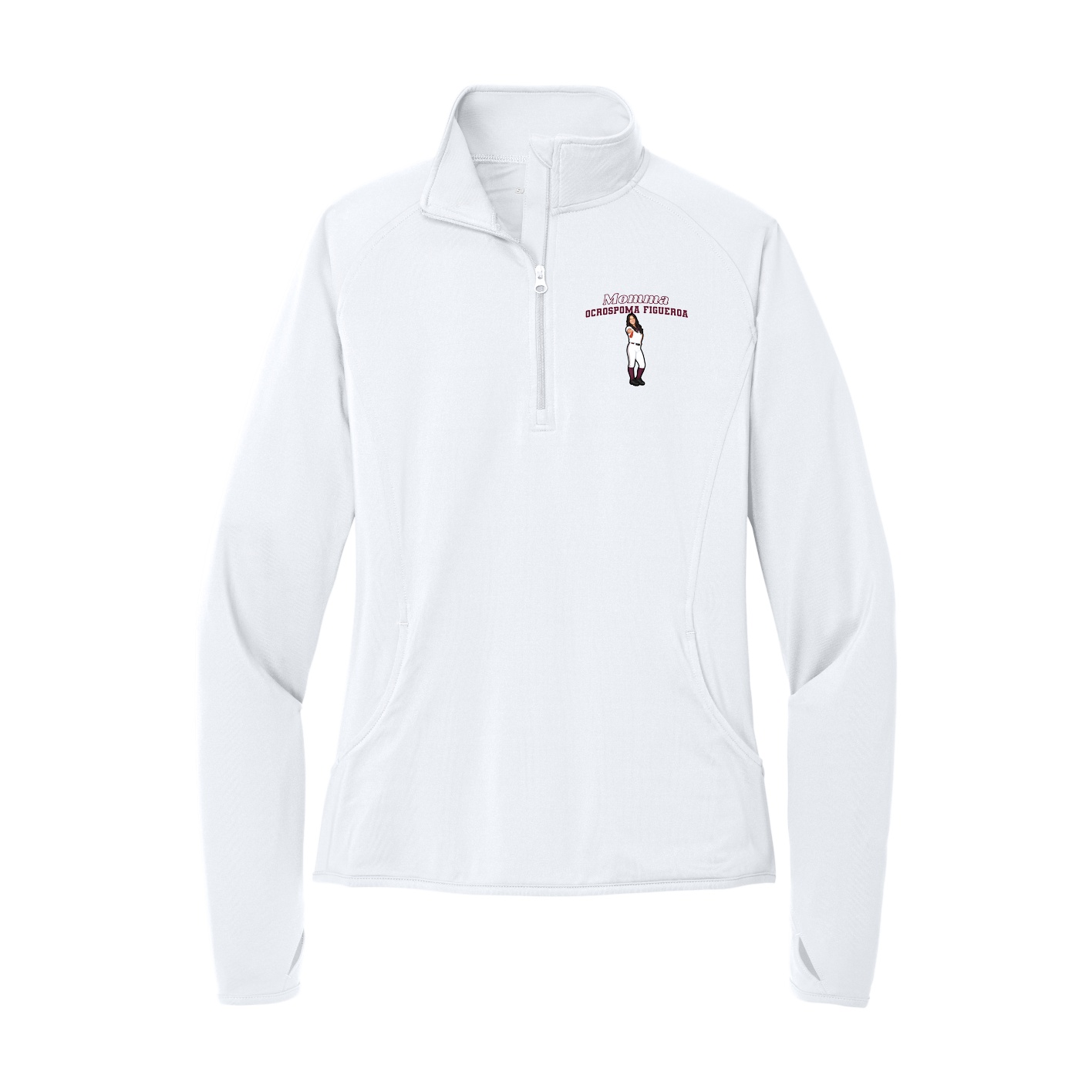 Women's Q-Zip Pullover — Mothers Day Block in White