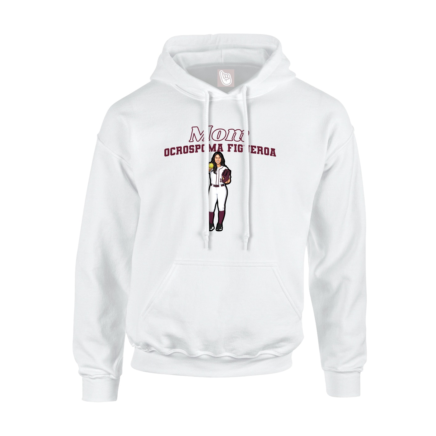 Youth Hoodie — Mothers Day Block in White