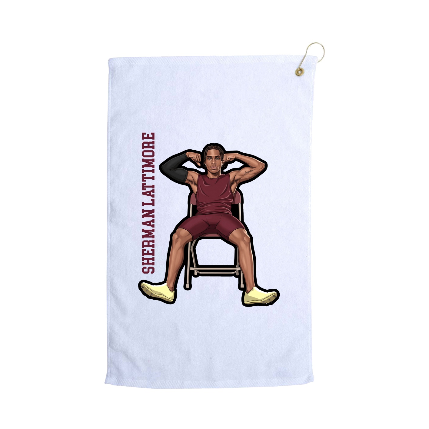 Golf Towel — Name Vertical in White