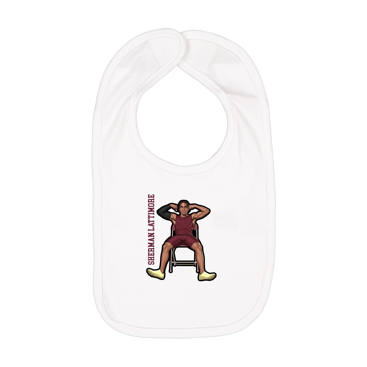 Infant Bib — Name Vertical in White
