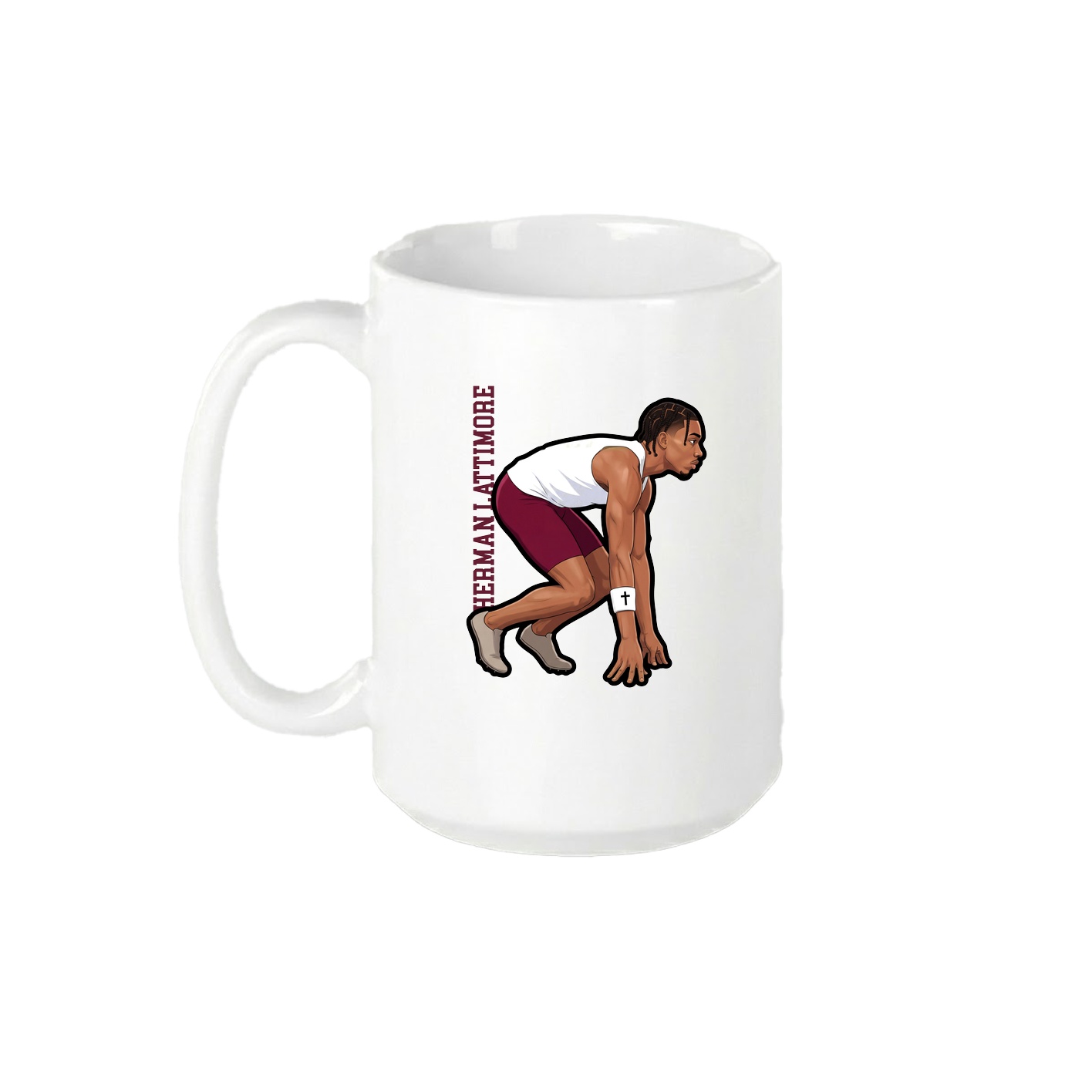 15oz Coffee Mug — Name Vertical in White
