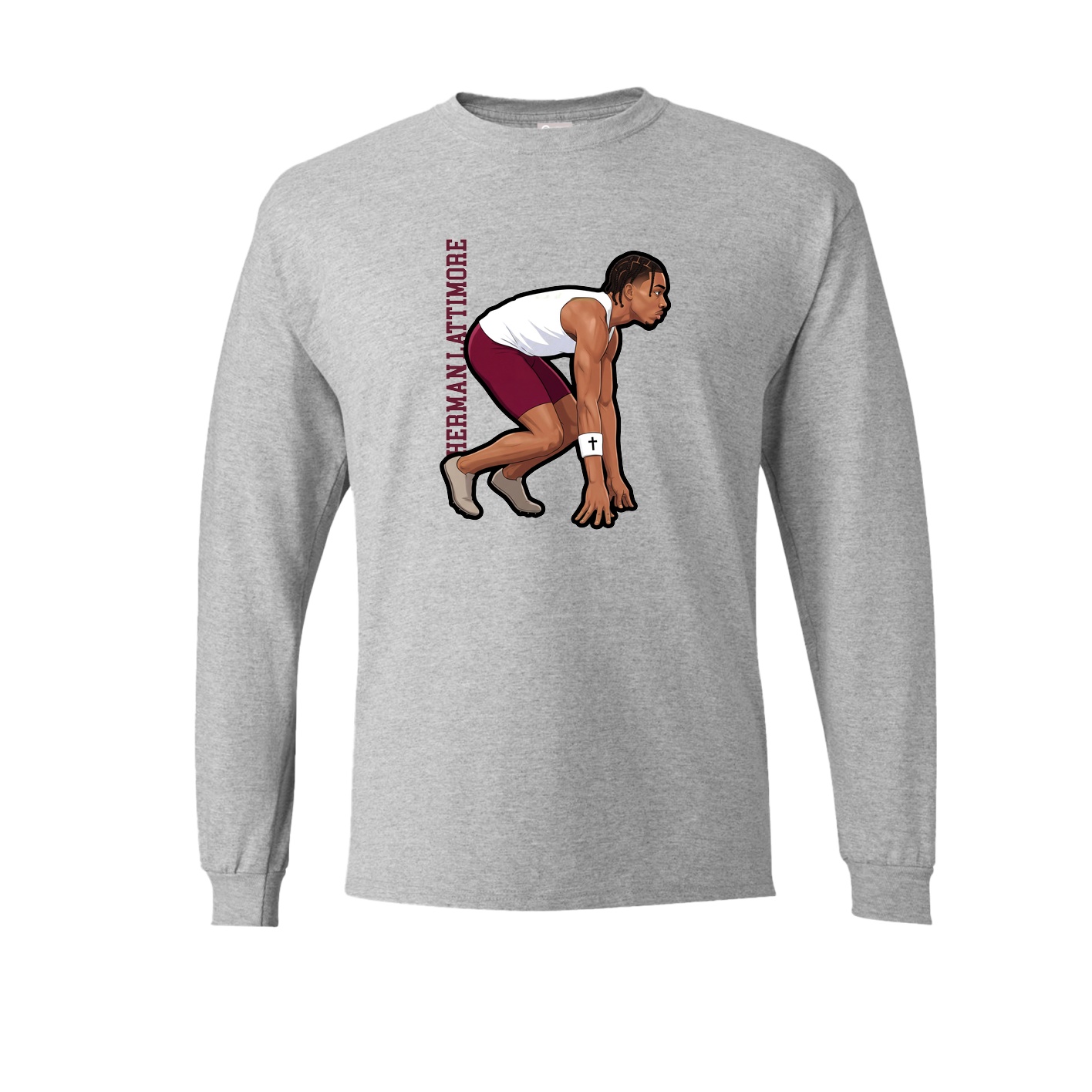 Long Sleeve Tee — Name Vertical in Grey
