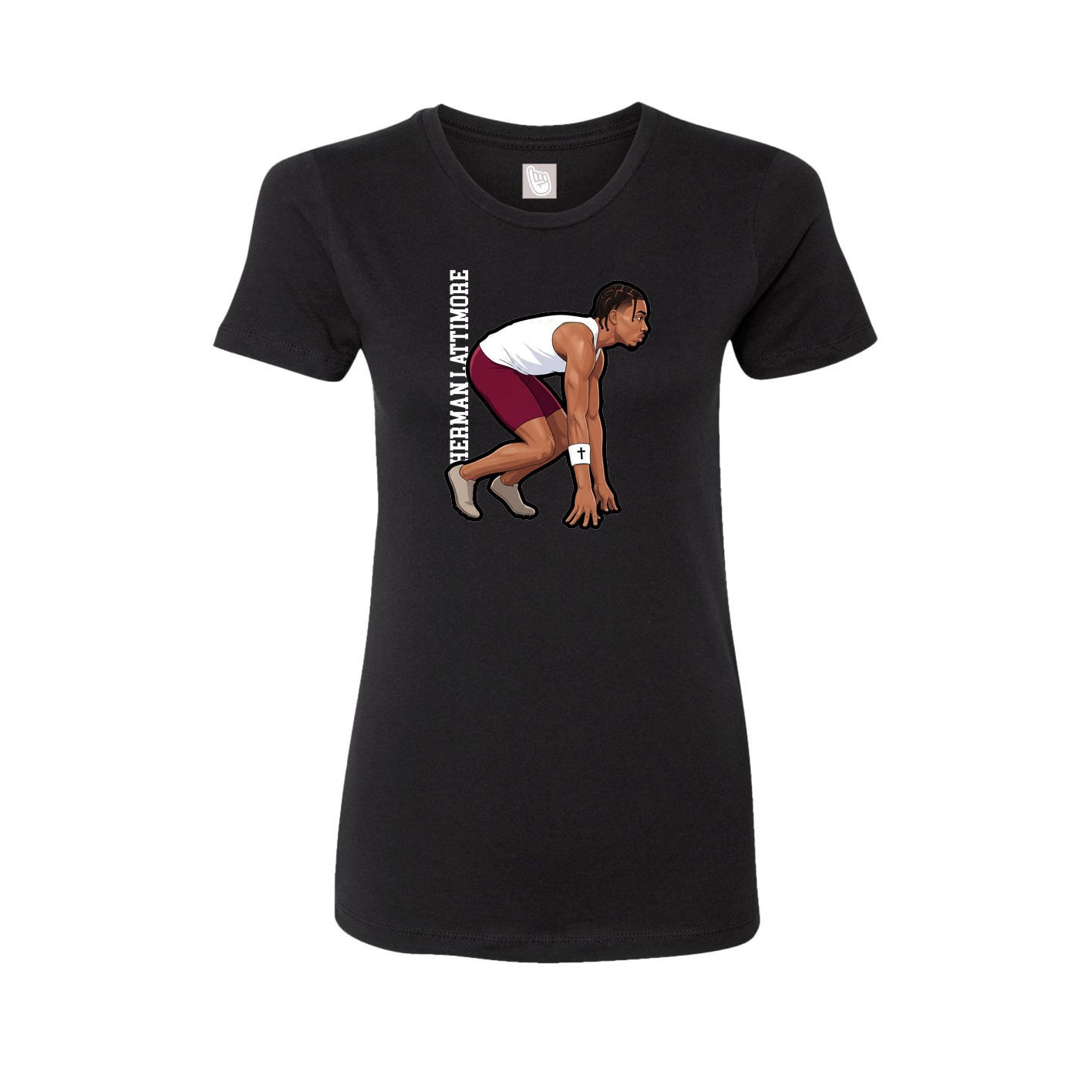 Fitted Women's Tee — Name Vertical in Black