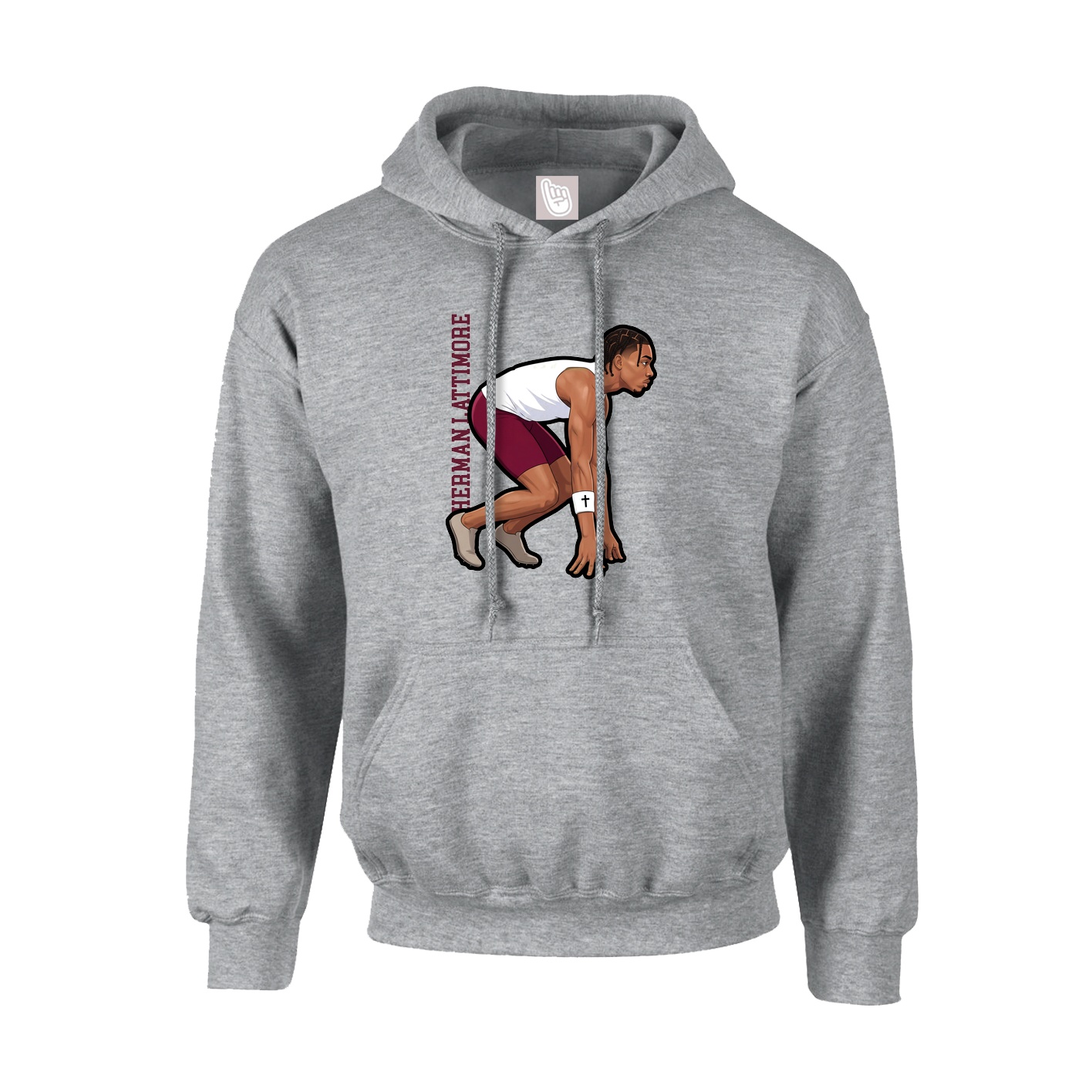 Youth Hoodie — Name Vertical in Grey