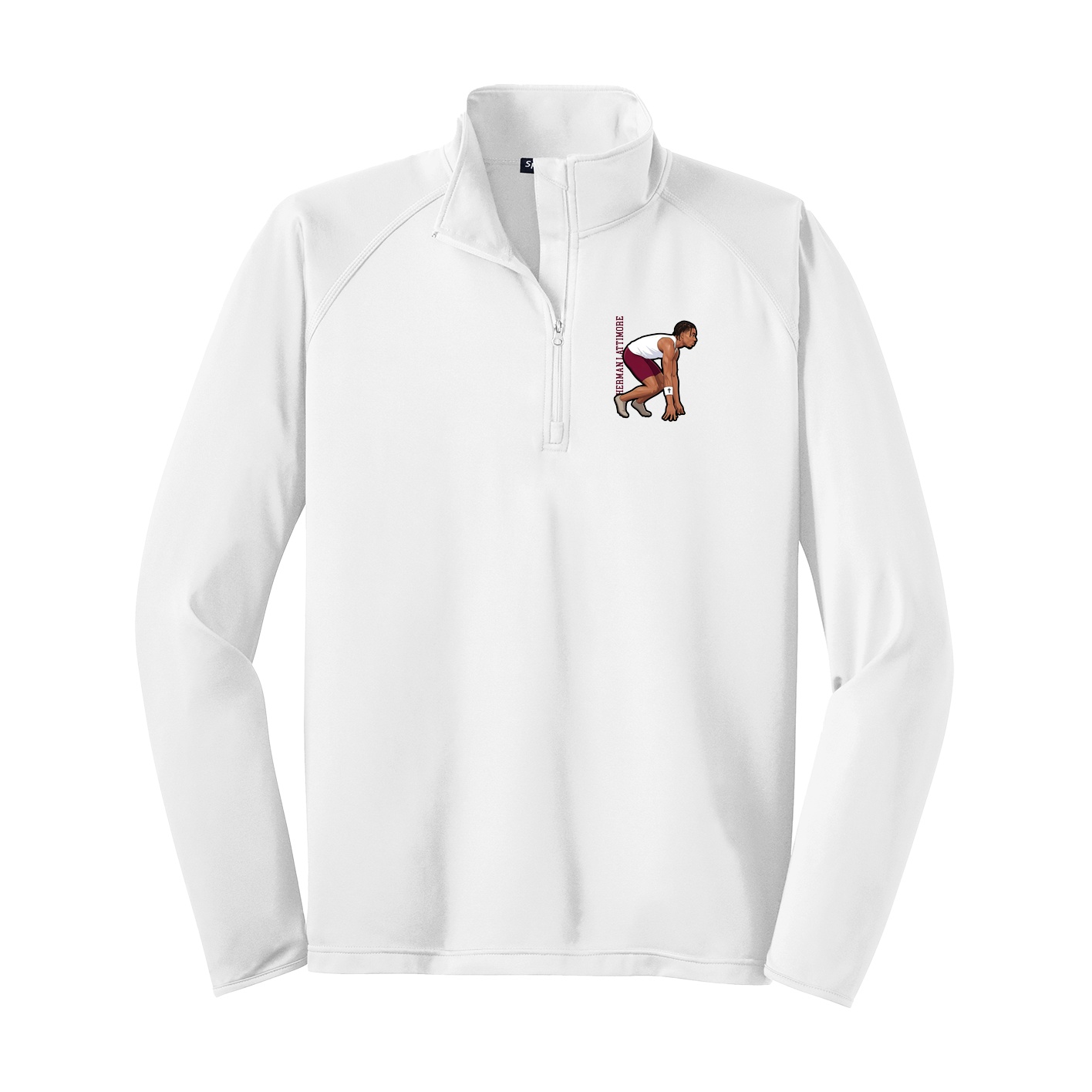 Q-Zip Pullover — Name Vertical in White
