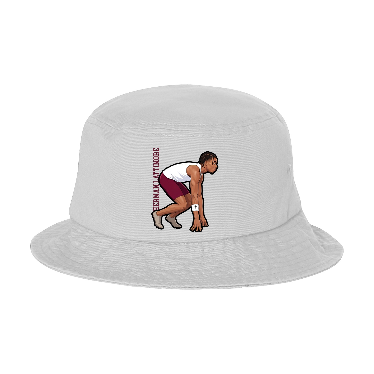 Bucket Cap — Name Vertical in White