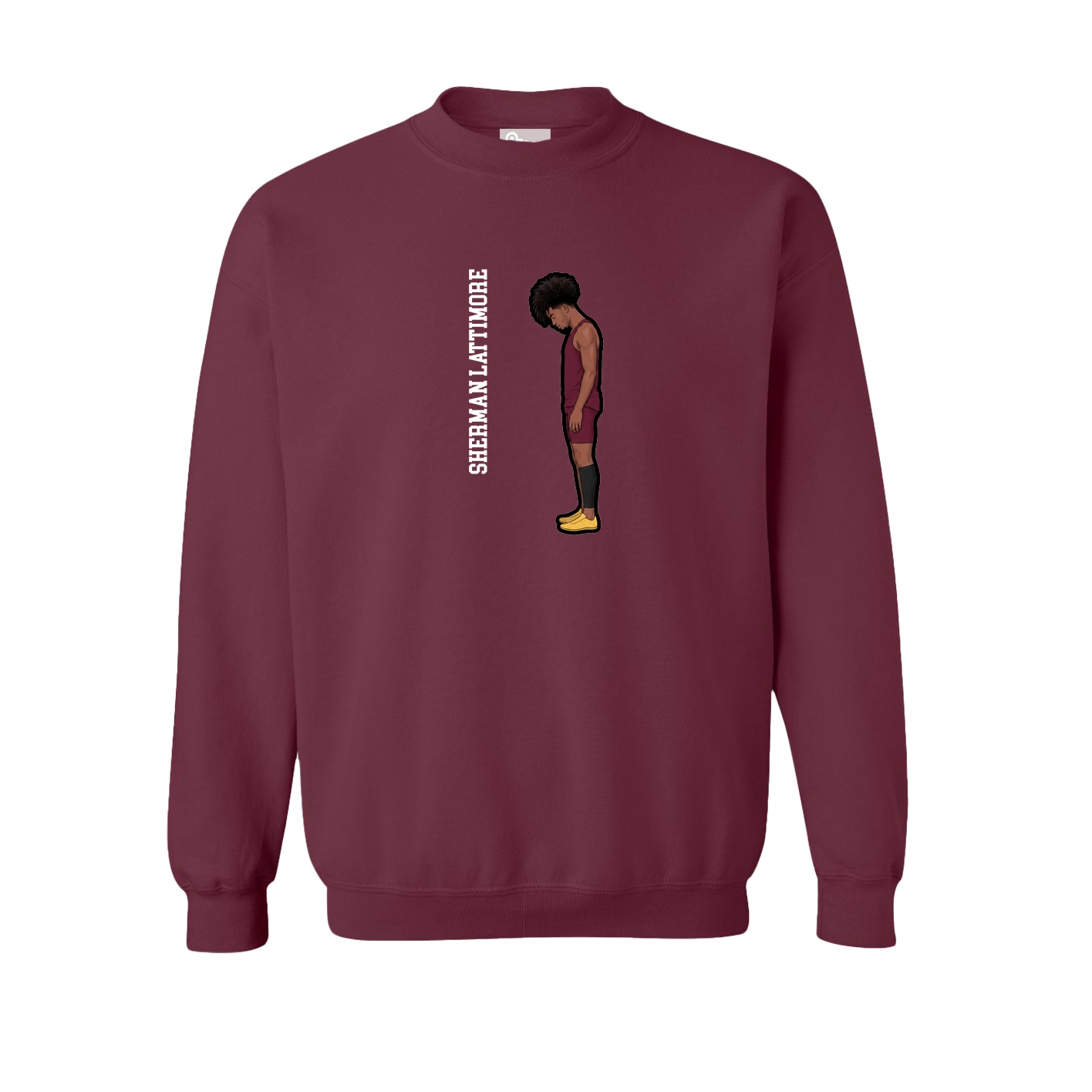 Fleece Crew — Name Vertical in Maroon