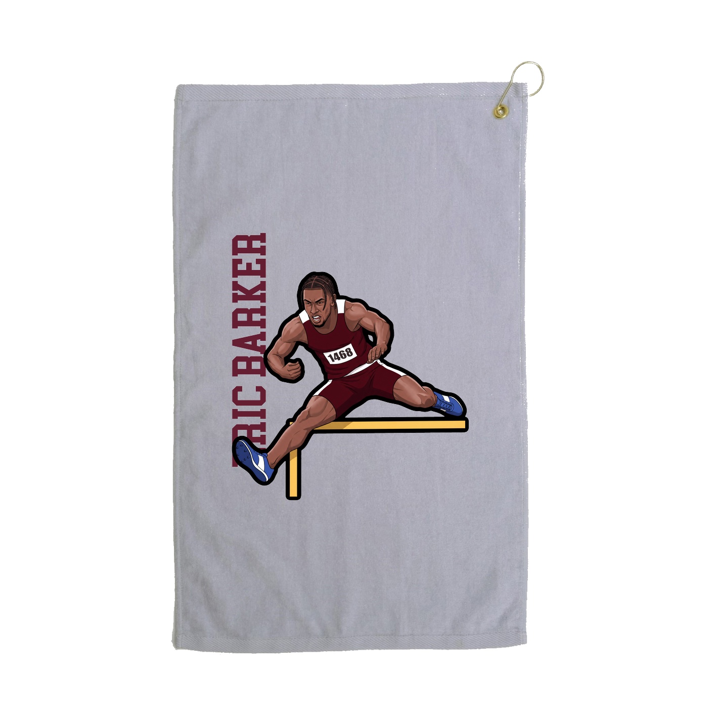 Golf Towel — Name Vertical in Grey