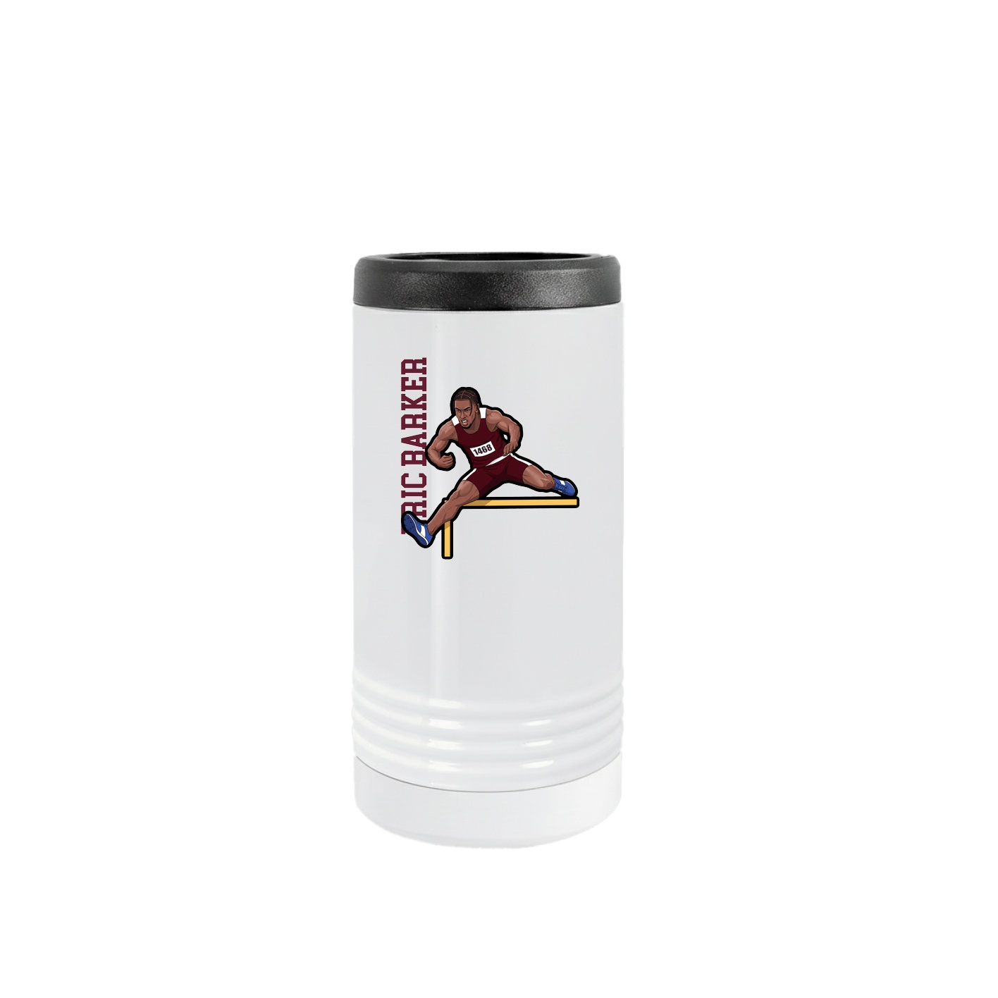 Slim Beverage Holder — Name Vertical in White