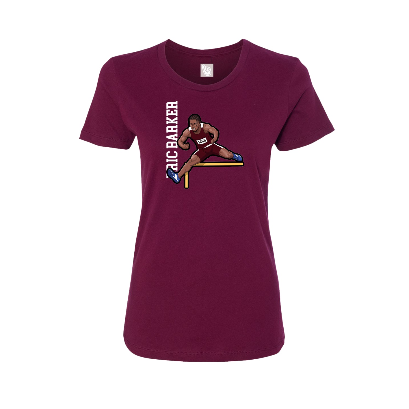 Fitted Women's Tee — Name Vertical in Maroon