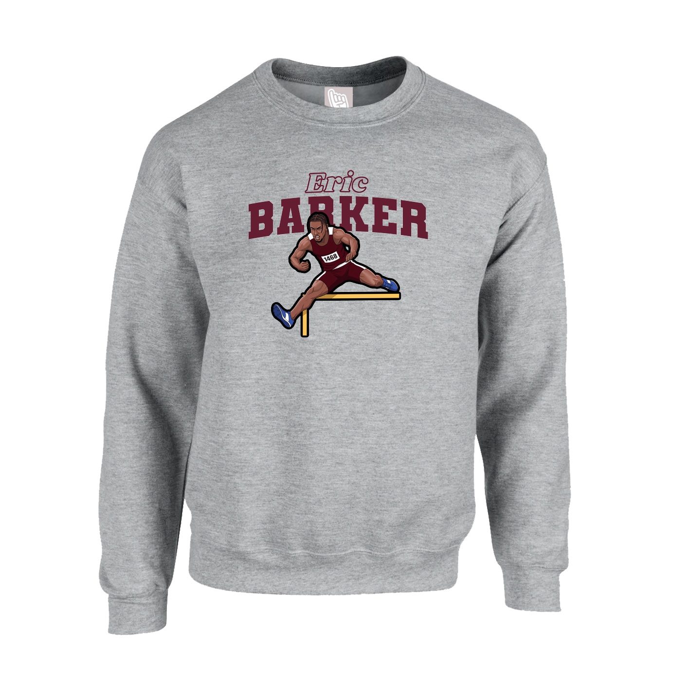 Fleece Crew — Name Arch in Grey