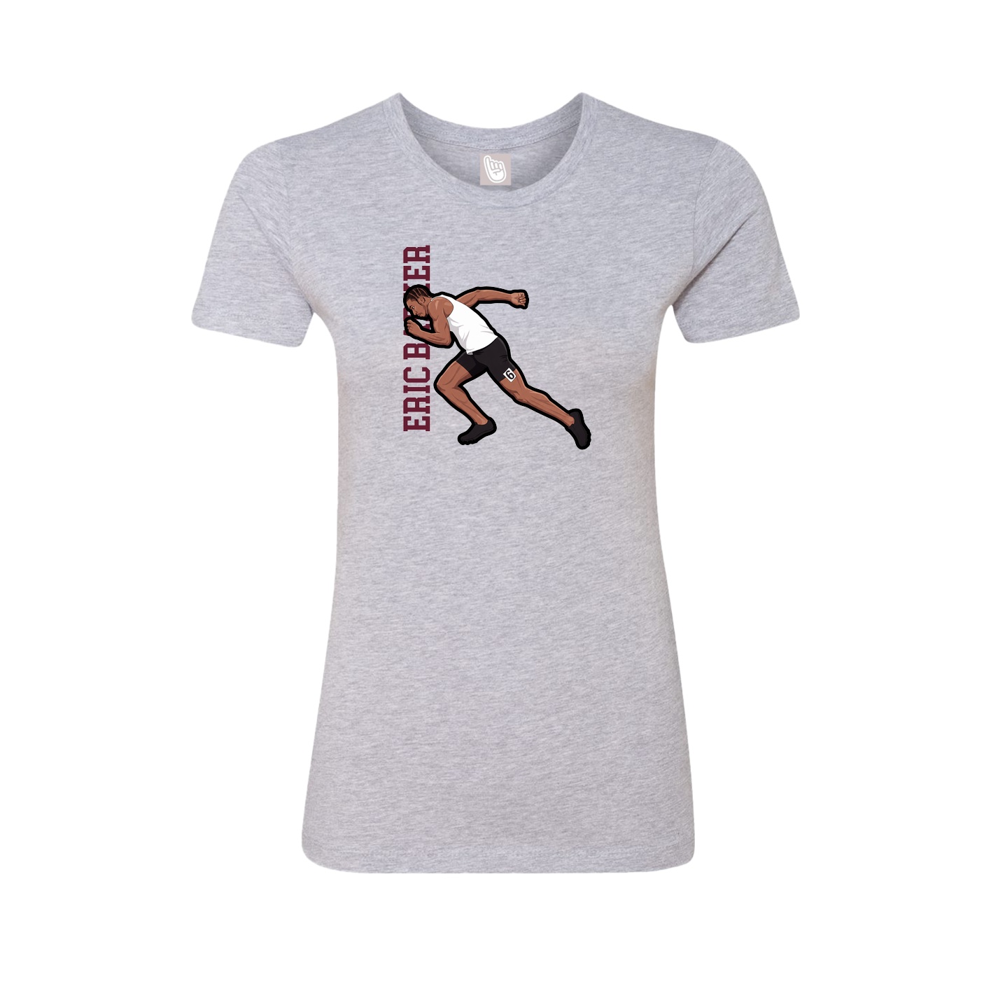 Fitted Women's Tee — Name Vertical in Grey