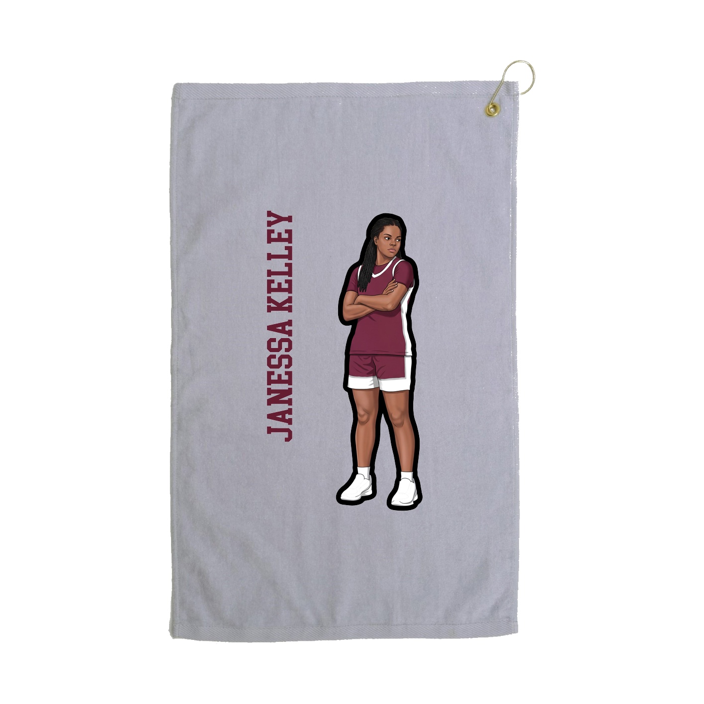 Golf Towel — Name Vertical in Grey