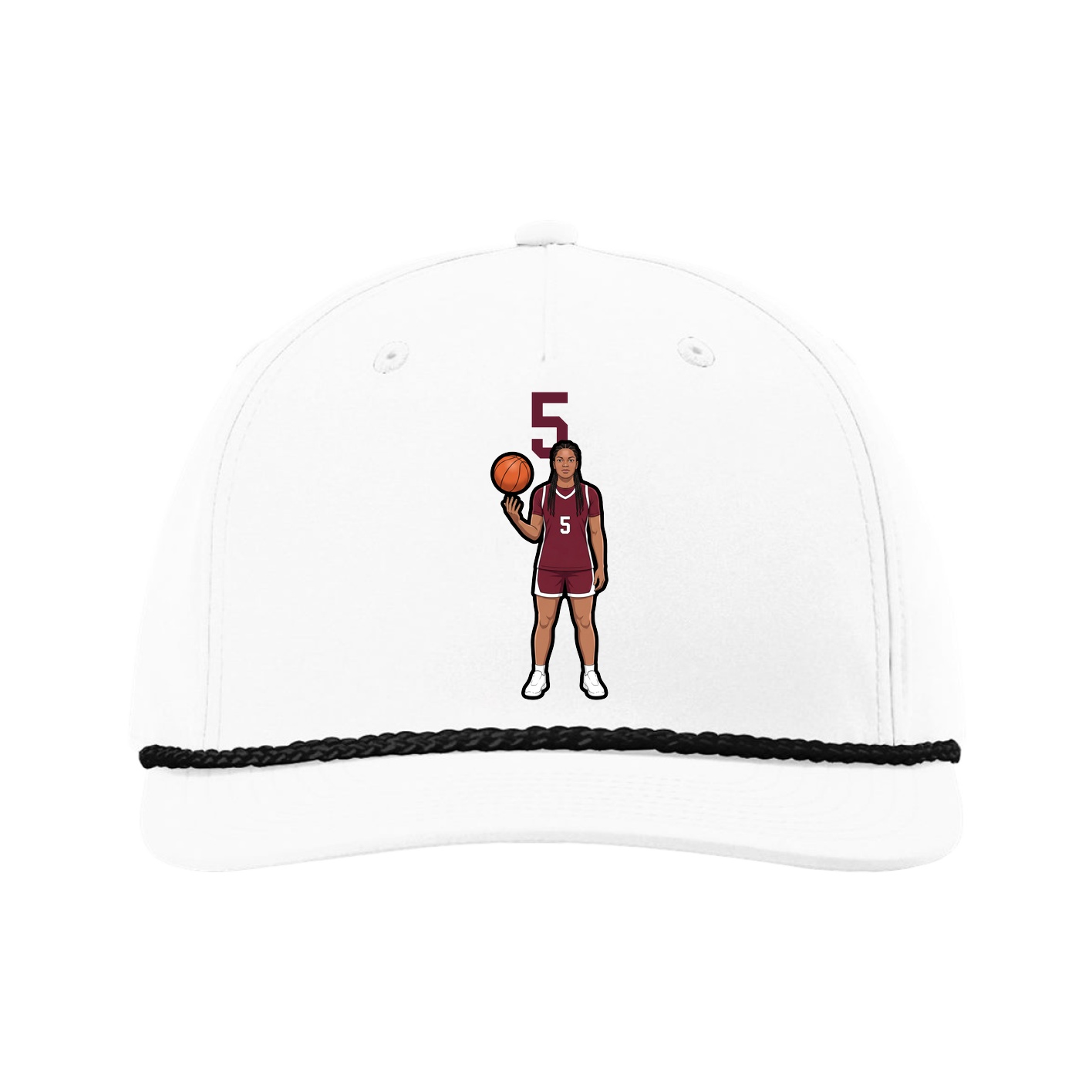 Five-Panel Classic Rope Cap — Number Top in White