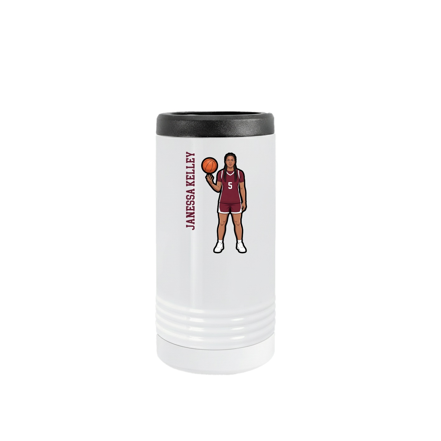 Slim Beverage Holder — Name Vertical in White
