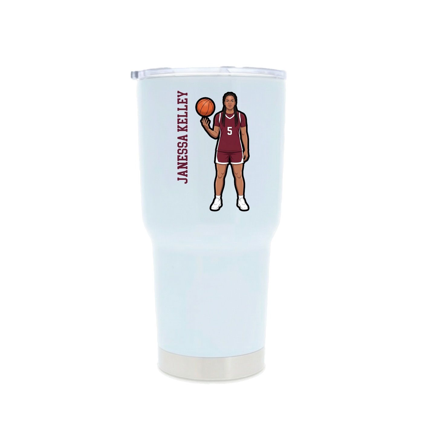 30oz Stainless Steel Tumbler — Name Vertical in White