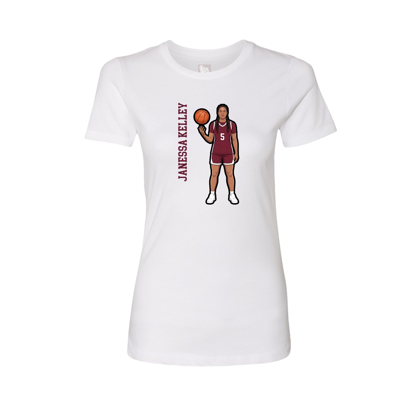 Fitted Women's Tee — Name Vertical in White