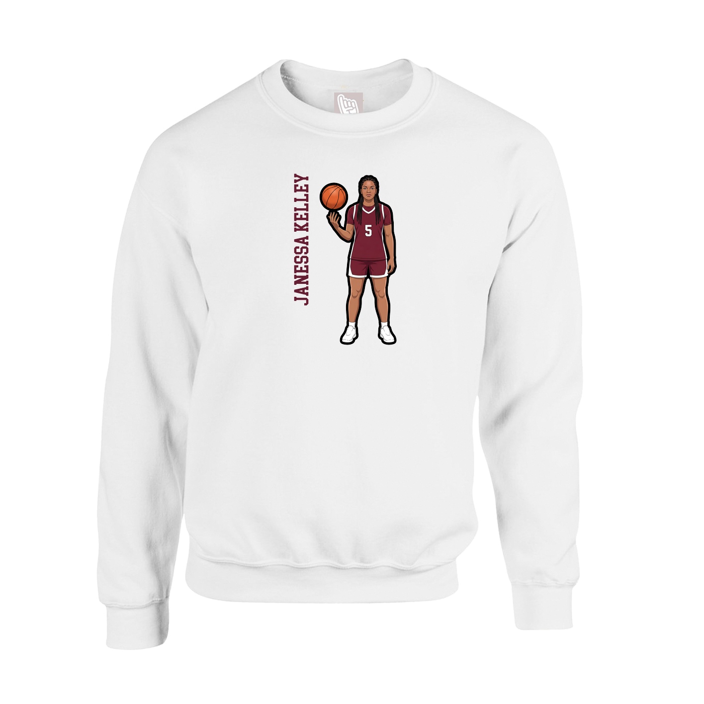 Fleece Crew — Name Vertical in White