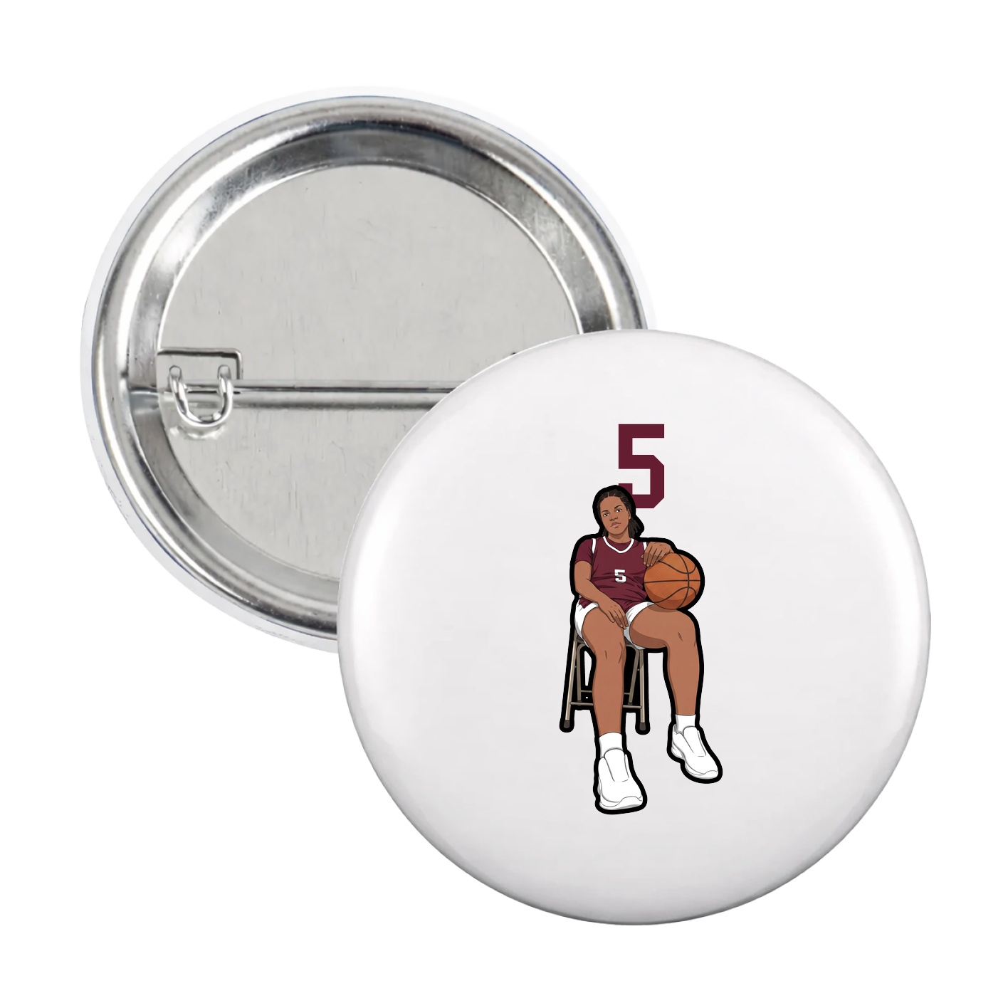 Game Day Button — Number Top in White