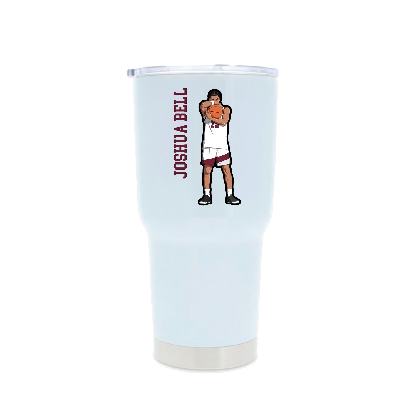 30oz Stainless Steel Tumbler — Name Vertical in White