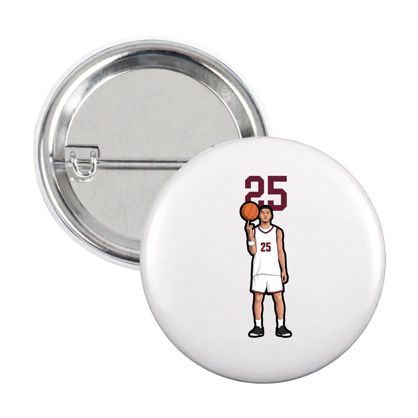 Game Day Button — Number Top in White