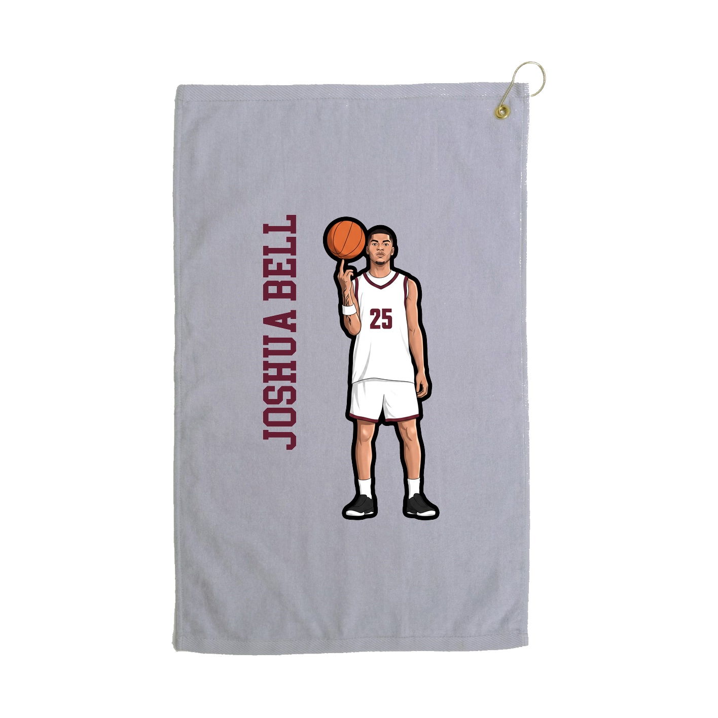 Golf Towel — Name Vertical in Grey