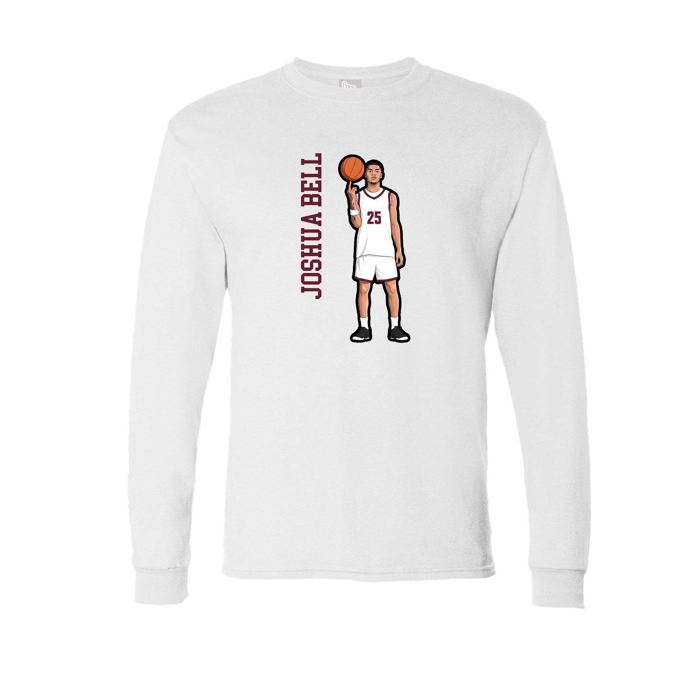Long Sleeve Tee — Name Vertical in White