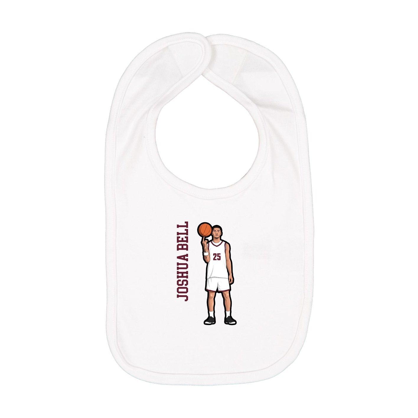 Infant Bib — Name Vertical in White