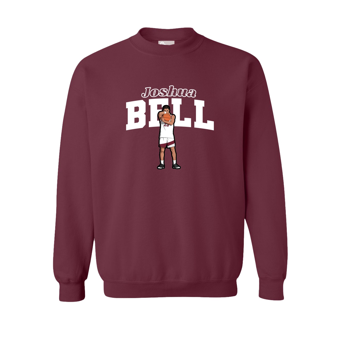 Fleece Crew — Name Arch in Maroon