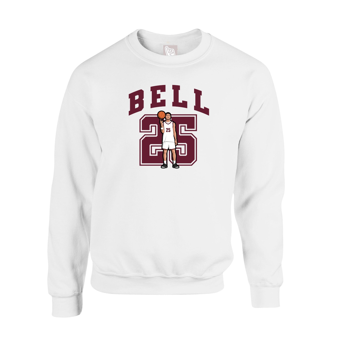 Fleece Crew — Number in White