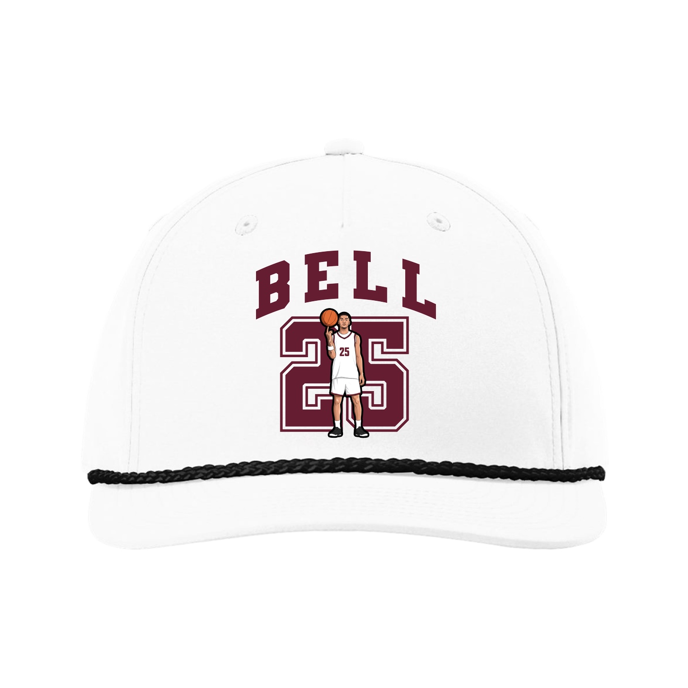 Five-Panel Classic Rope Cap — Number in White