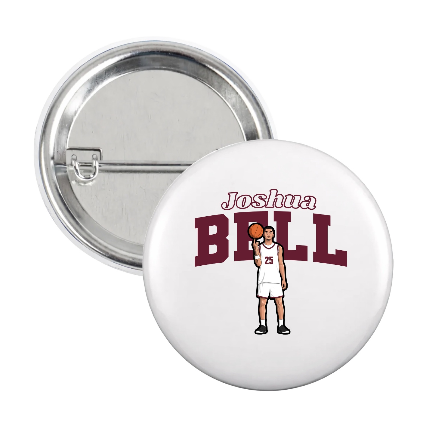 Game Day Button — Name Arch in White