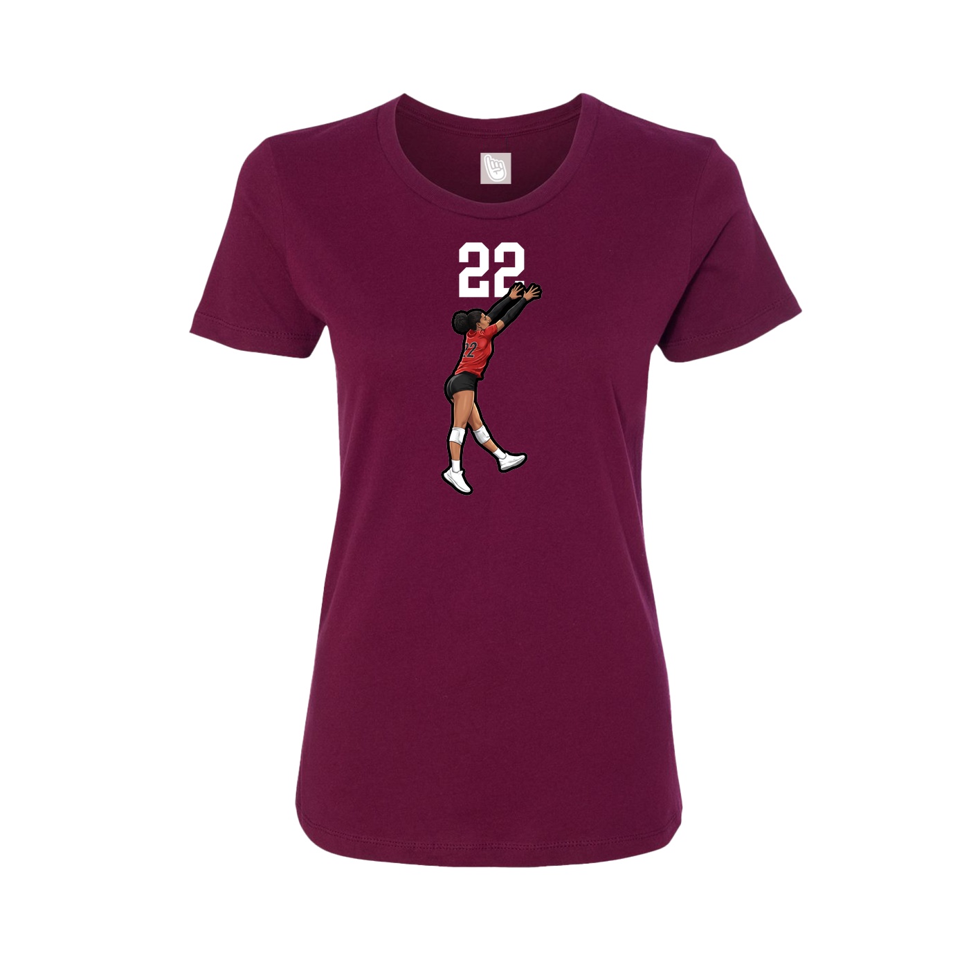 Womens Tee — Number Top in Maroon