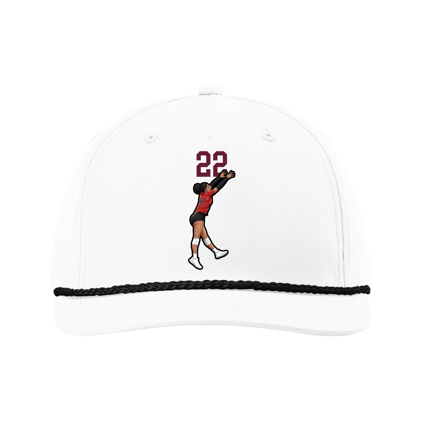 Five-Panel Classic Rope Cap — Number Top in White