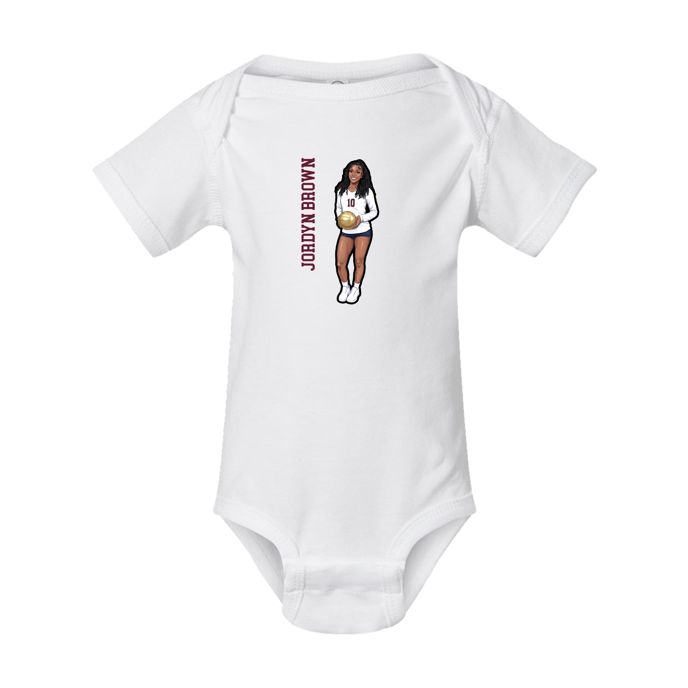 Baby Onesie — Name Vertical in White
