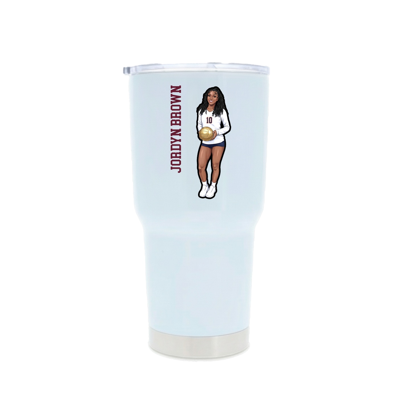 30oz Stainless Steel Tumbler — Name Vertical in White