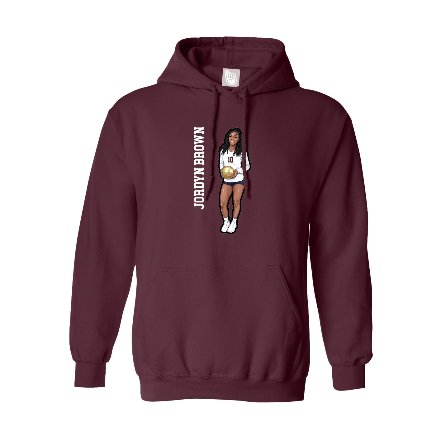 Youth Hoodie — Name Vertical in Maroon