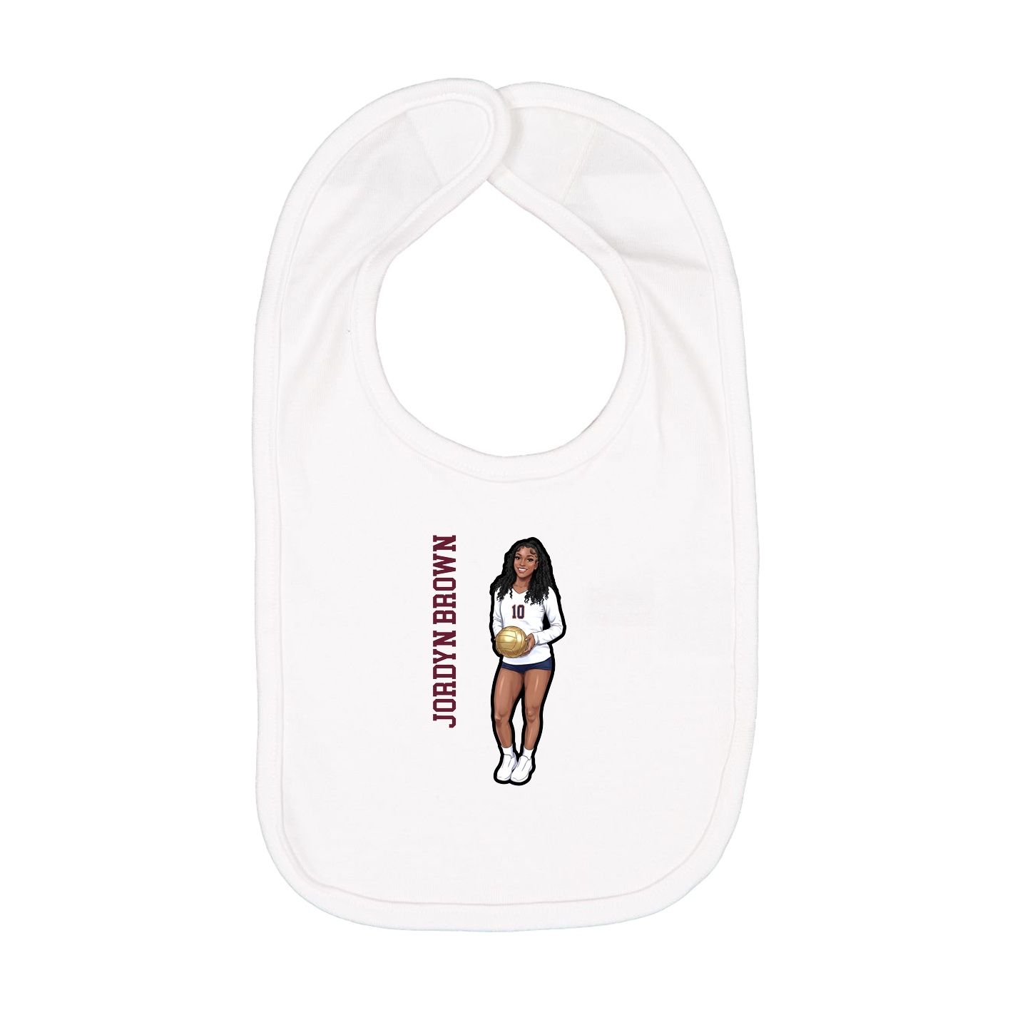 Infant Bib — Name Vertical in White