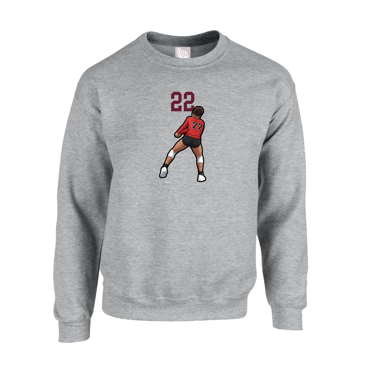 Fleece Crew — Number Top in Grey