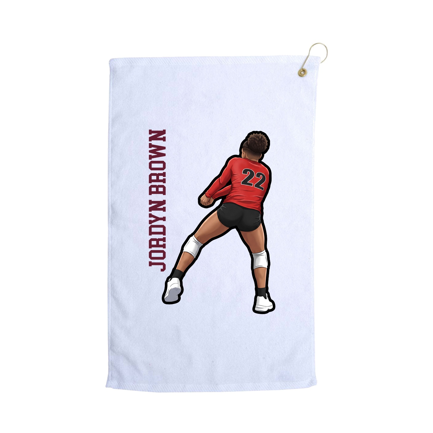 Golf Towel — Name Vertical in White